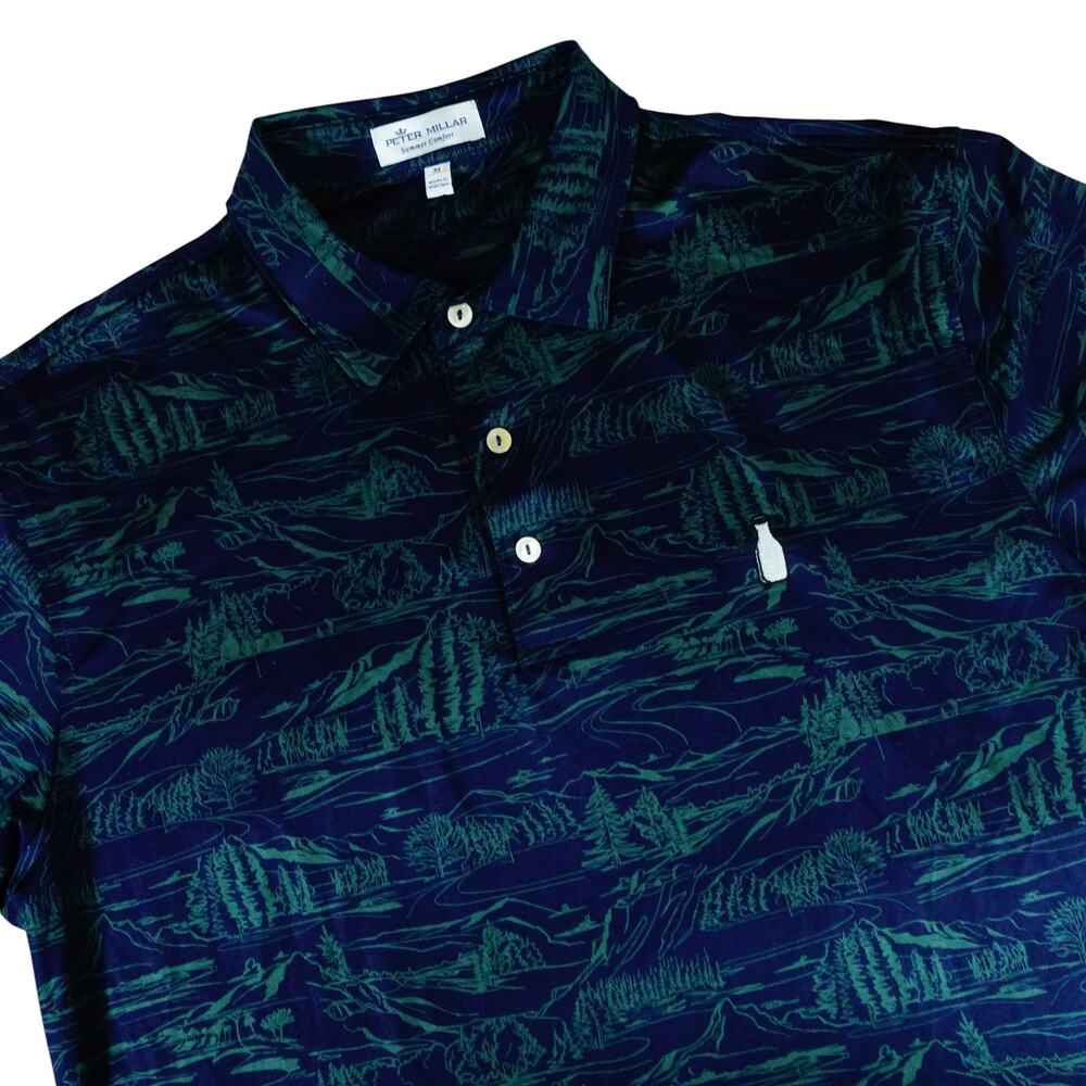 McArthur Golf Club Peter Millar Mountain Print Performance Polo Shirt Medium
